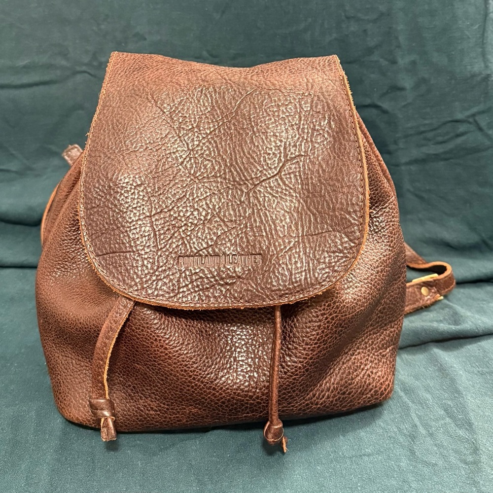 Portland Leather Brown Textured Drawstring Backpack